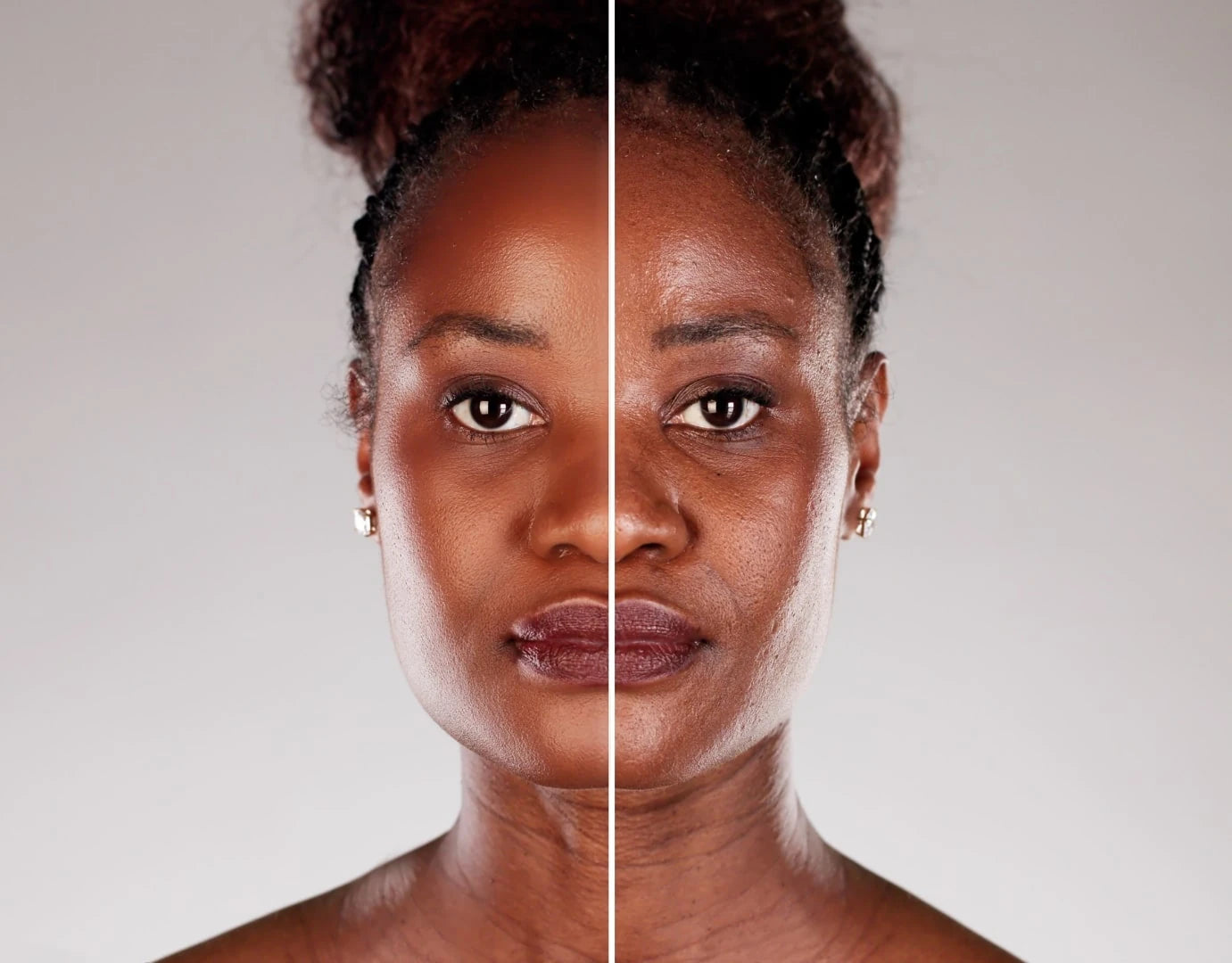 Aging Skin before and after using Baobab oil